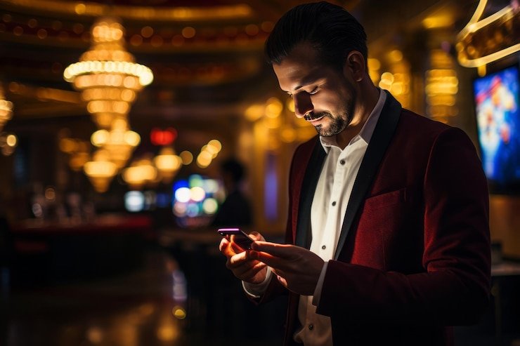 Pengguna membaca promosi melalui ponsel pribadi